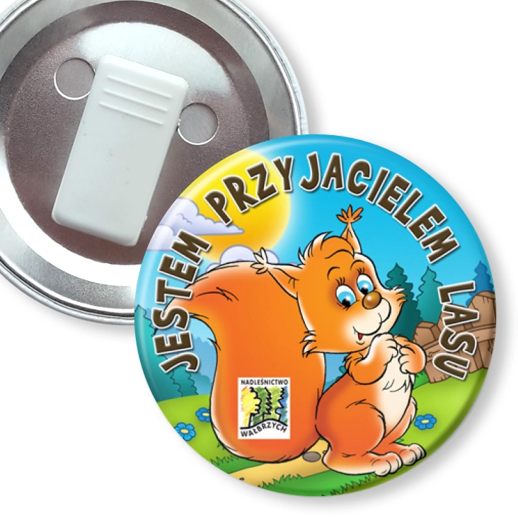 przypinka z żabką Jestem Przyjacielem Lasu