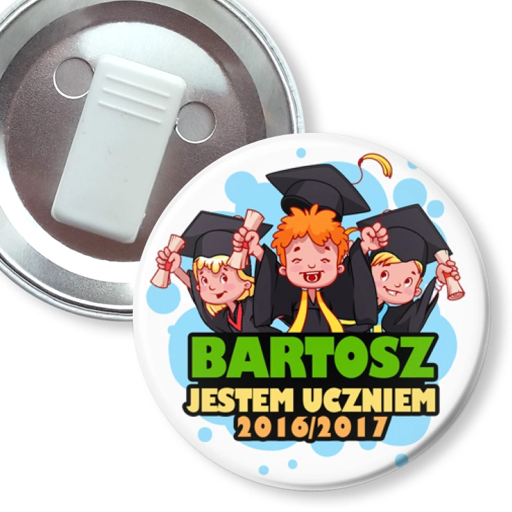 przypinka z żabką Jestem Uczniem