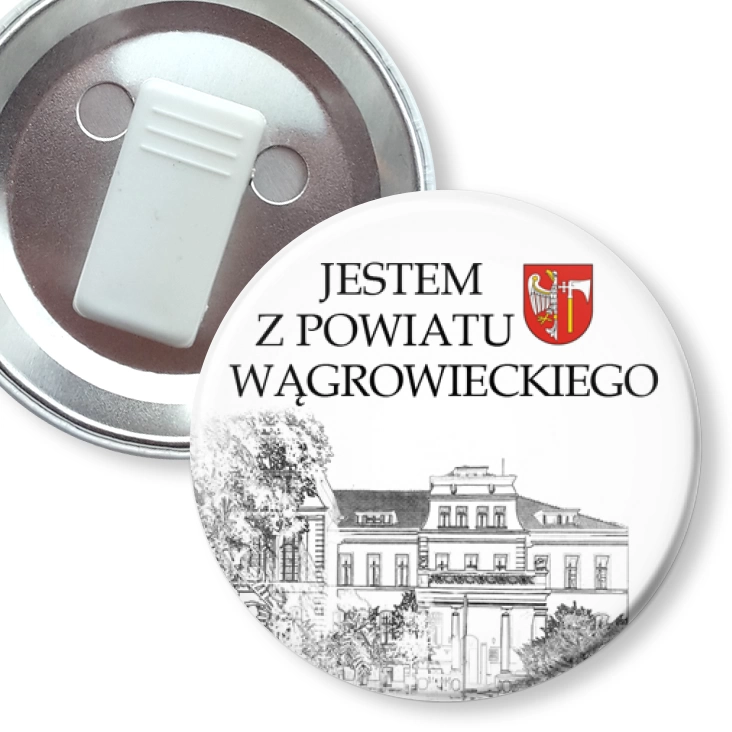 przypinka z żabką Jestem z powiatu wągrowieckiego