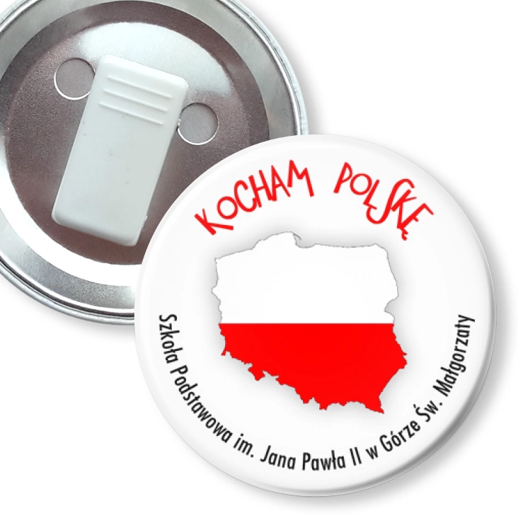 przypinka z żabką Kocham Polskę