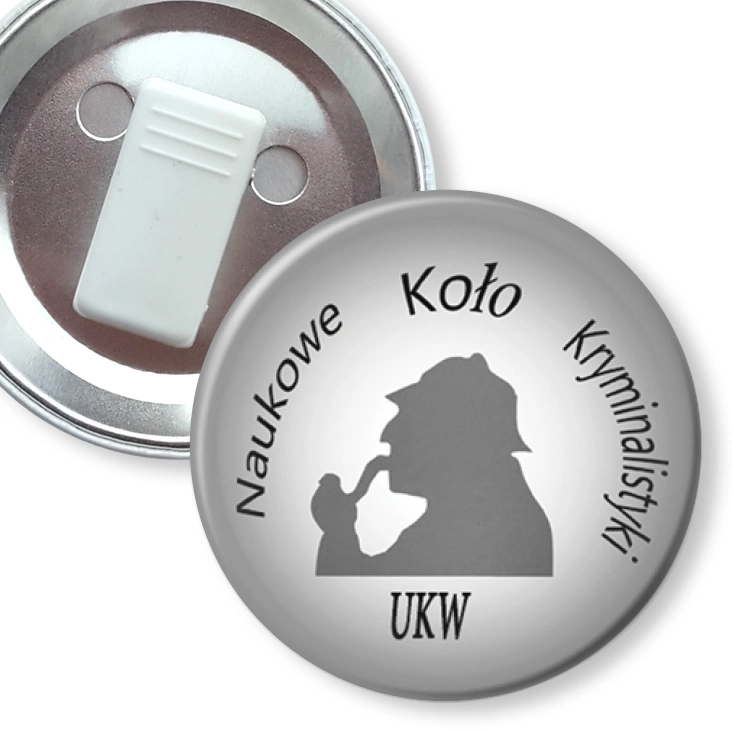 przypinka z żabką Naukowe Koło Kryminalistyki