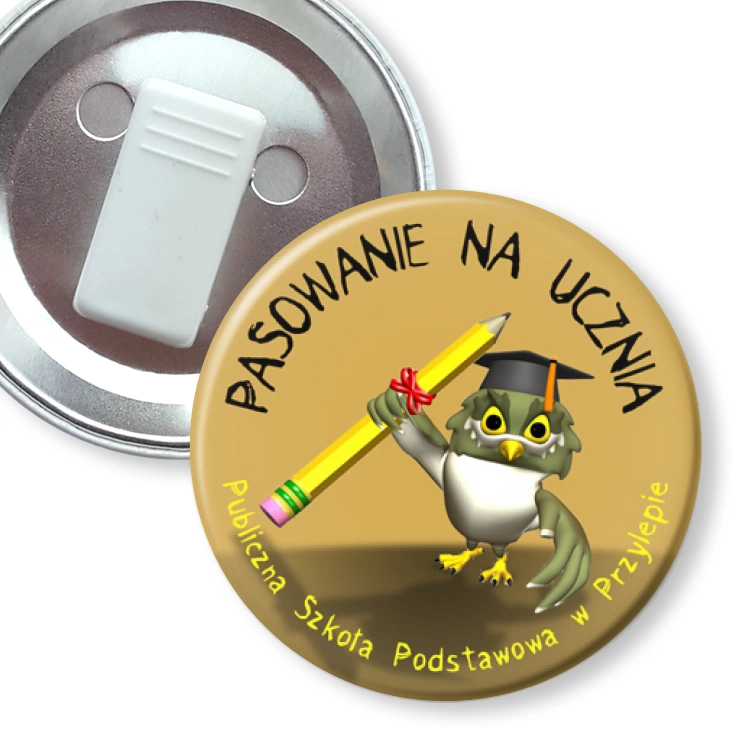 przypinka z żabką Pasowanie na ucznia - SP w Przylepie