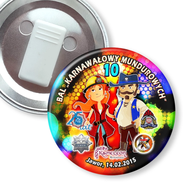 przypinka z żabką 10 Bal Karnawałowy Mundurowych