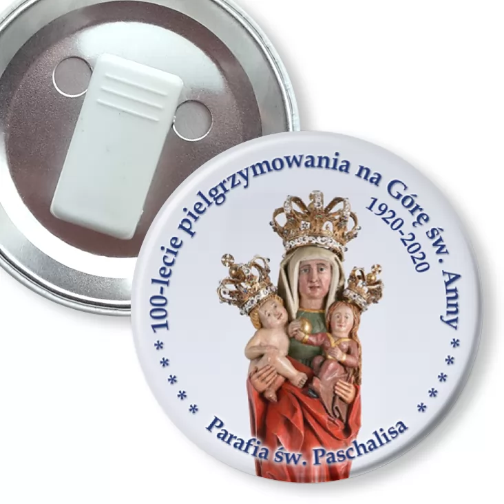przypinka z żabką 100-lecie pielgrzymowania na Górę Św. Anny