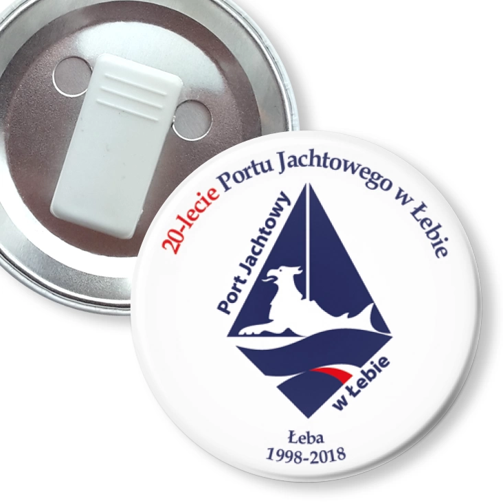 przypinka z żabką 20-lecie Portu Jachtowego w Łebie