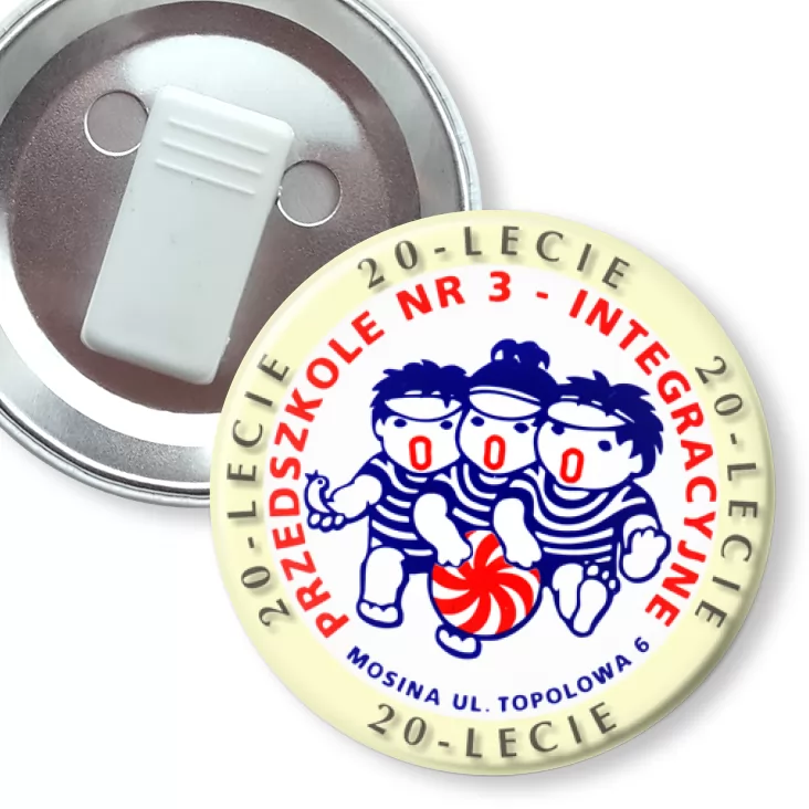 przypinka z żabką 20-lecie Przedszkola nr 3 - Integracyjnego