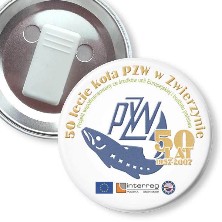 przypinka z żabką 50 lat koła PZW Zwierzyn