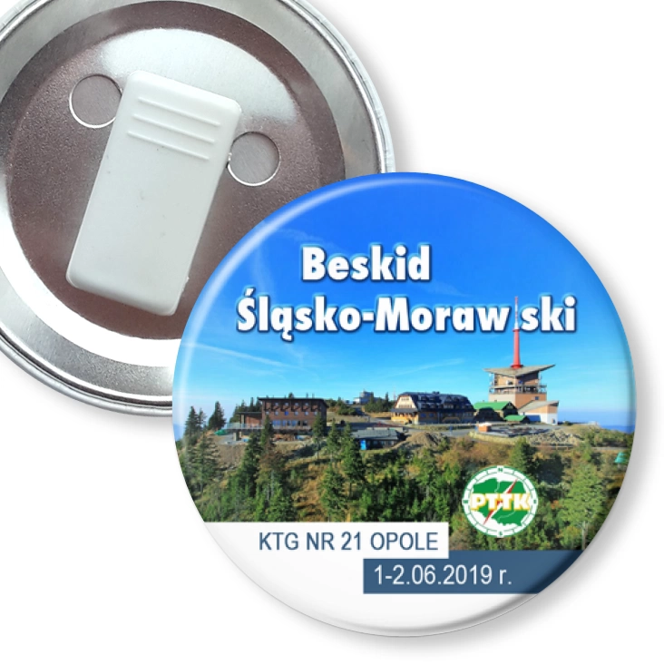 przypinka z żabką Beskid Śląsko-Morawski