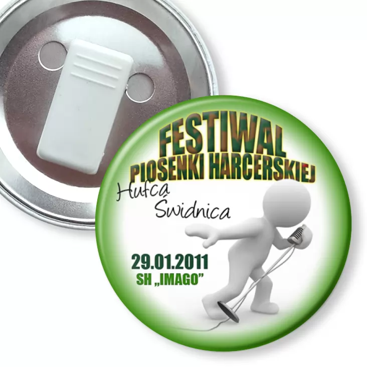 przypinka z żabką Festiwal Piosenki Harcerskiej - Hufiec Świdnica