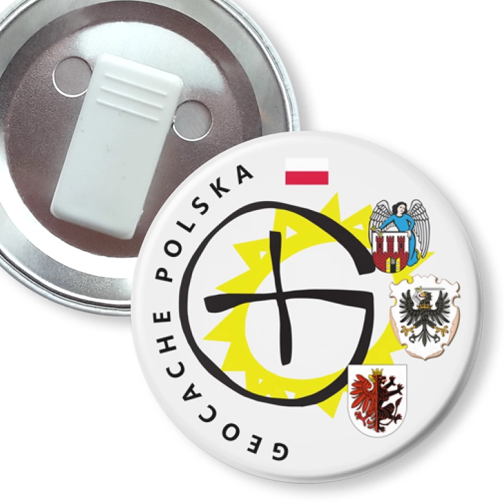 przypinka z żabką Geocache Polska