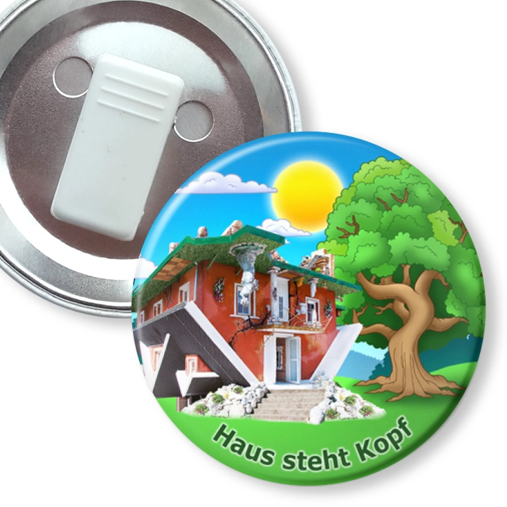 przypinka z żabką Haus Steht Kopf