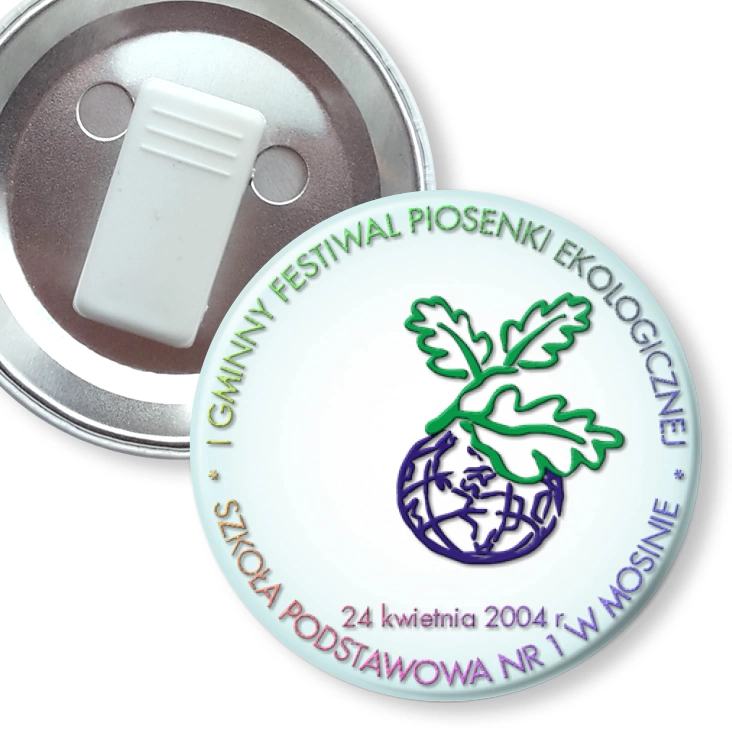 przypinka z żabką I Gminny Festiwal Piosenki Ekologicznej