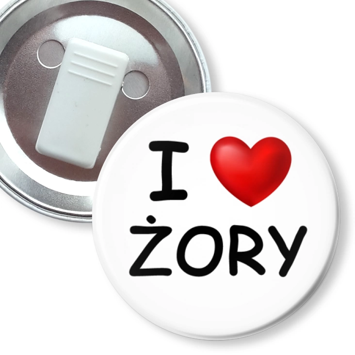 przypinka z żabką I love Żory