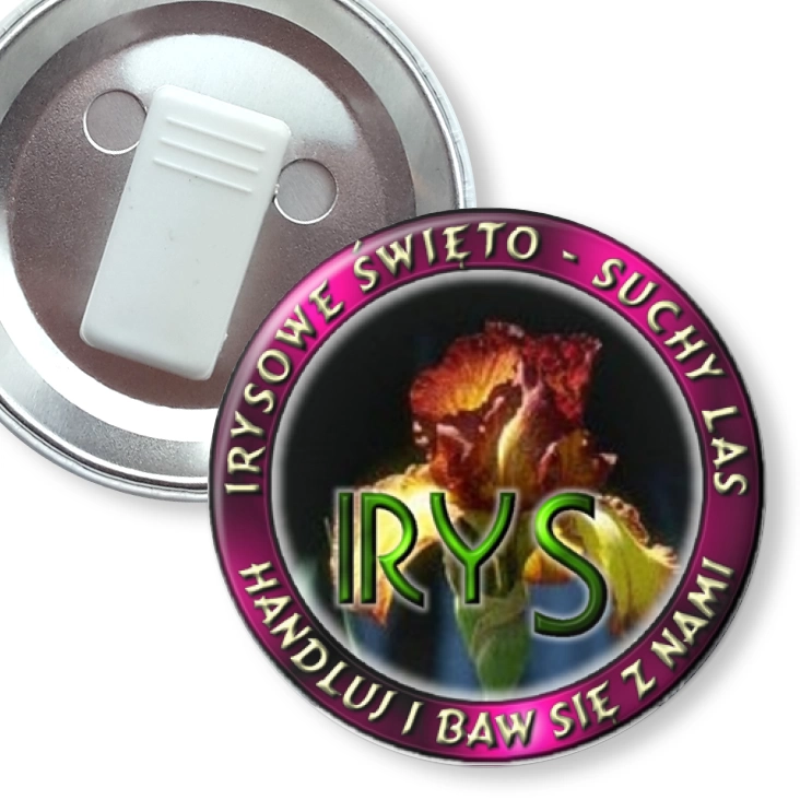 przypinka z żabką Irysowe Święto - Suchy Las