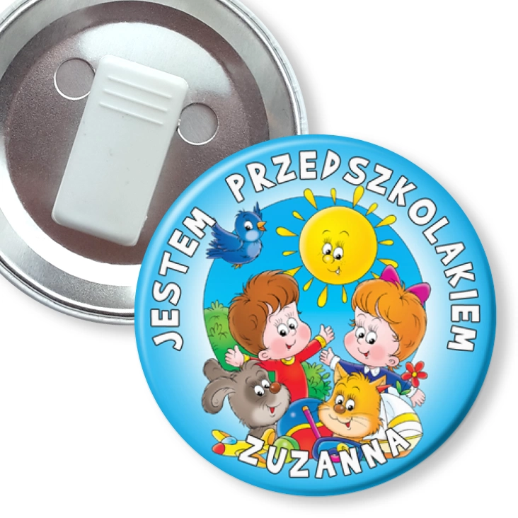 przypinka z żabką Jestem przedszkolakiem