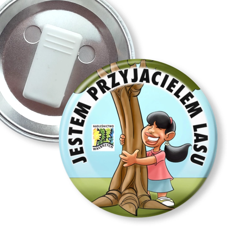 przypinka z żabką Jestem Przyjacielem Lasu