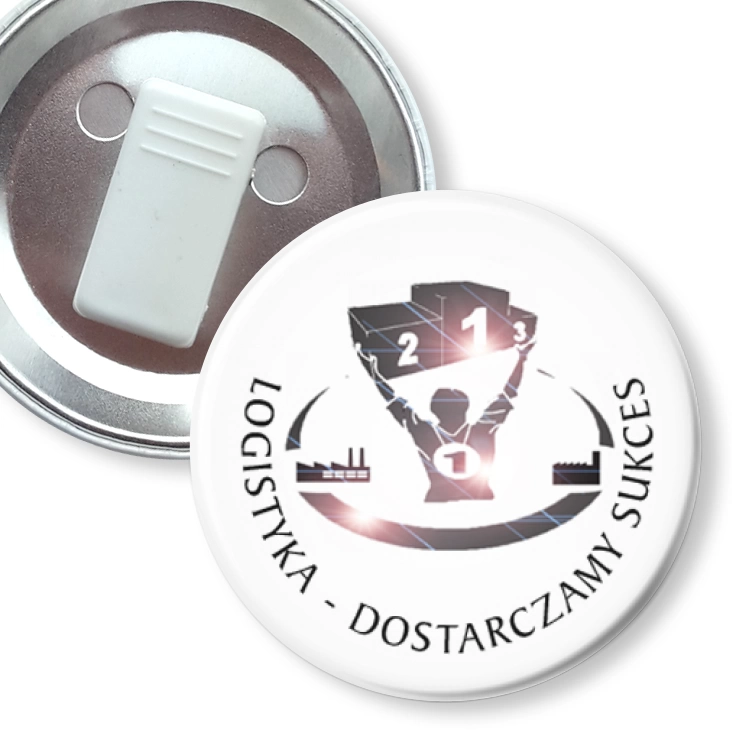 przypinka z żabką Logistyka - dostarczamy sukces