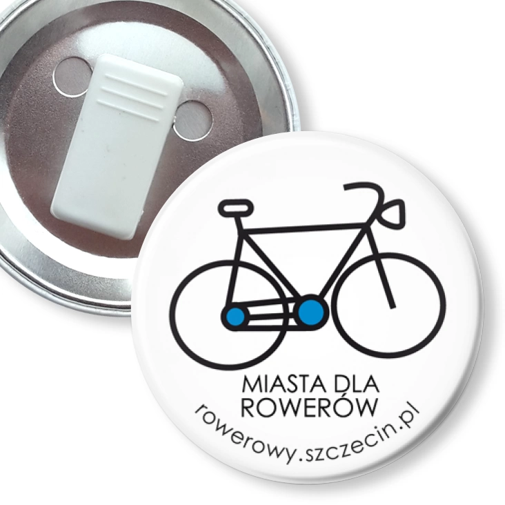 przypinka z żabką Miasta dla rowerów