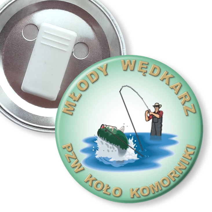 przypinka z żabką Młody Wędkarz