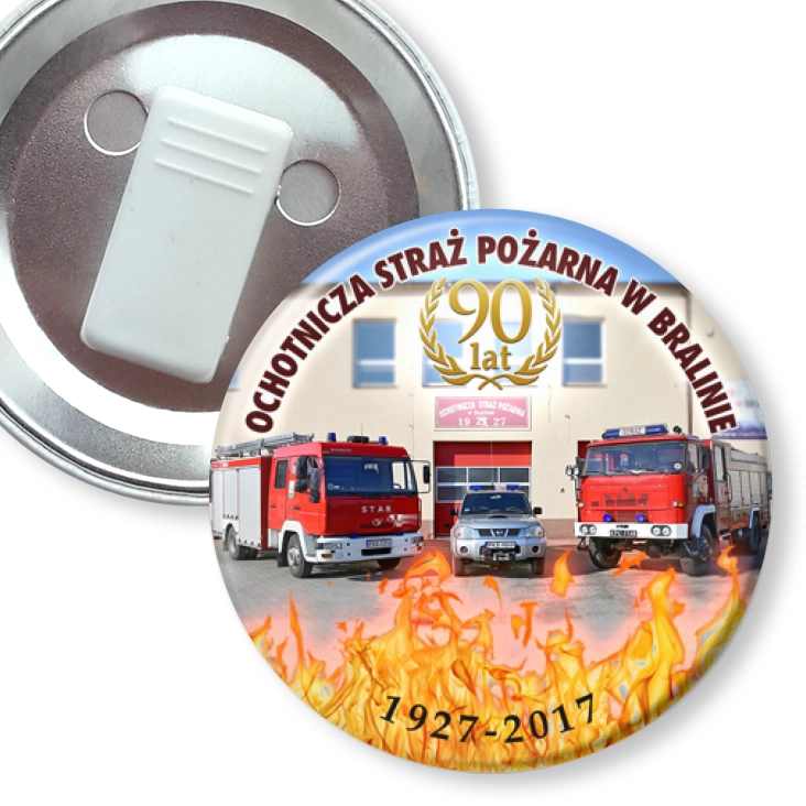 przypinka z żabką OSP w Bralinie