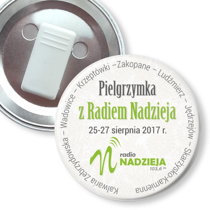 przypinka z żabką Pielgrzymka z Radiem Nadzieja