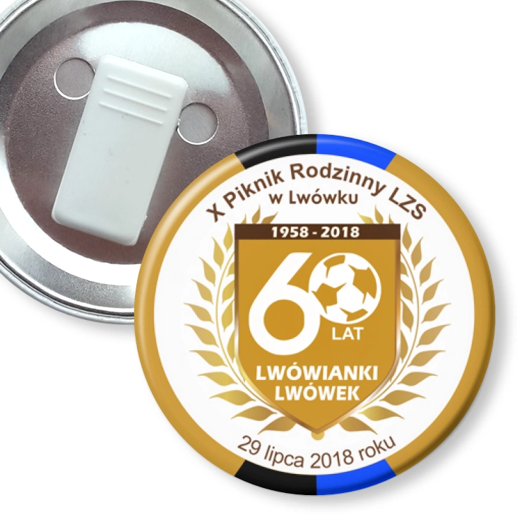 przypinka z żabką Piknik Rodzinny LZS