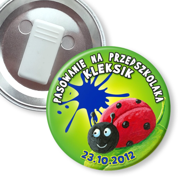 przypinka z żabką Przedszkole Kleksik - Pasowanie