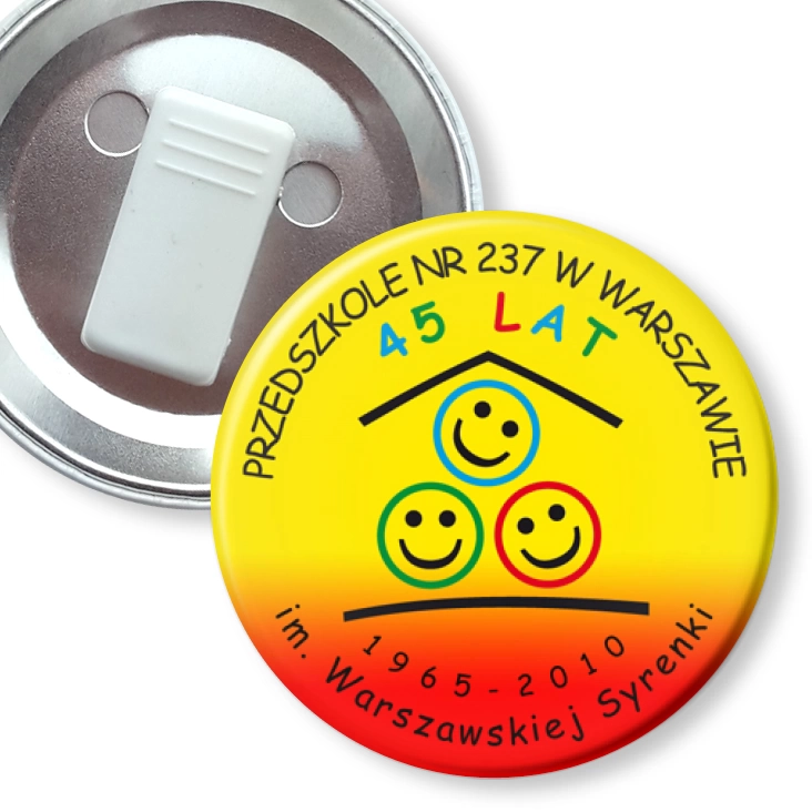 przypinka z żabką Przedszkole nr 237 w Warszawie