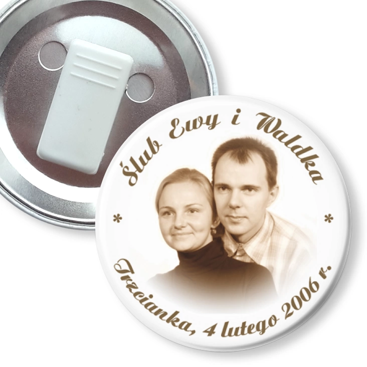 przypinka z żabką Ślub Ewy i Waldka