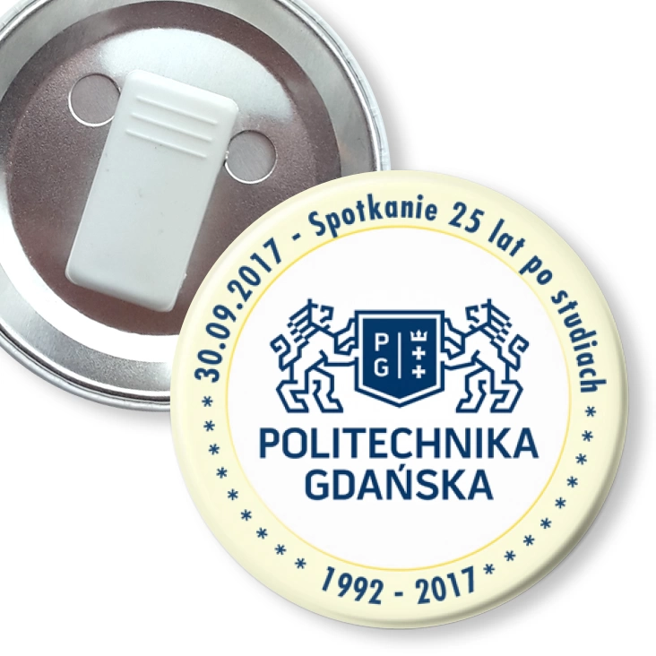 przypinka z żabką Spotkanie 25 lat po studiach