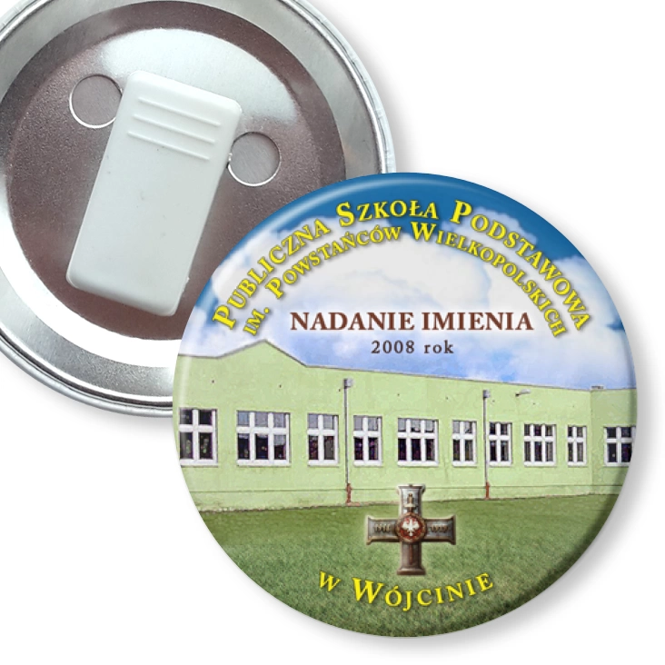 przypinka z żabką Szkoła Podstawowa w Wójcinie