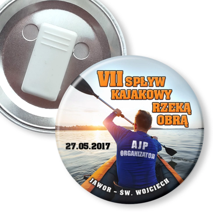przypinka z żabką VII Spływ kajakowy rzeką Obrą