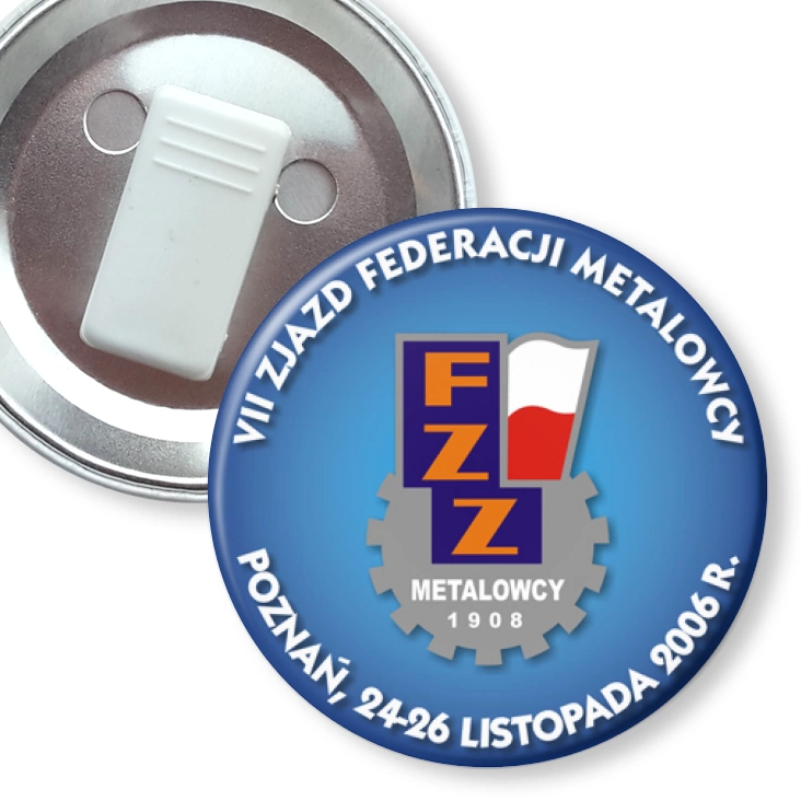 przypinka z żabką VII Zjazd Federacji Metalowych