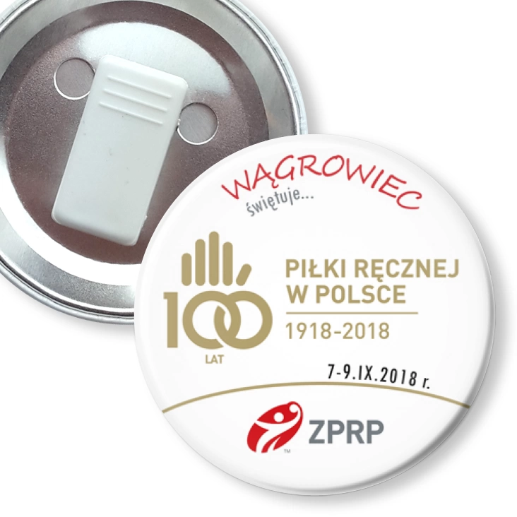przypinka z żabką Wągrowiec na stulecie