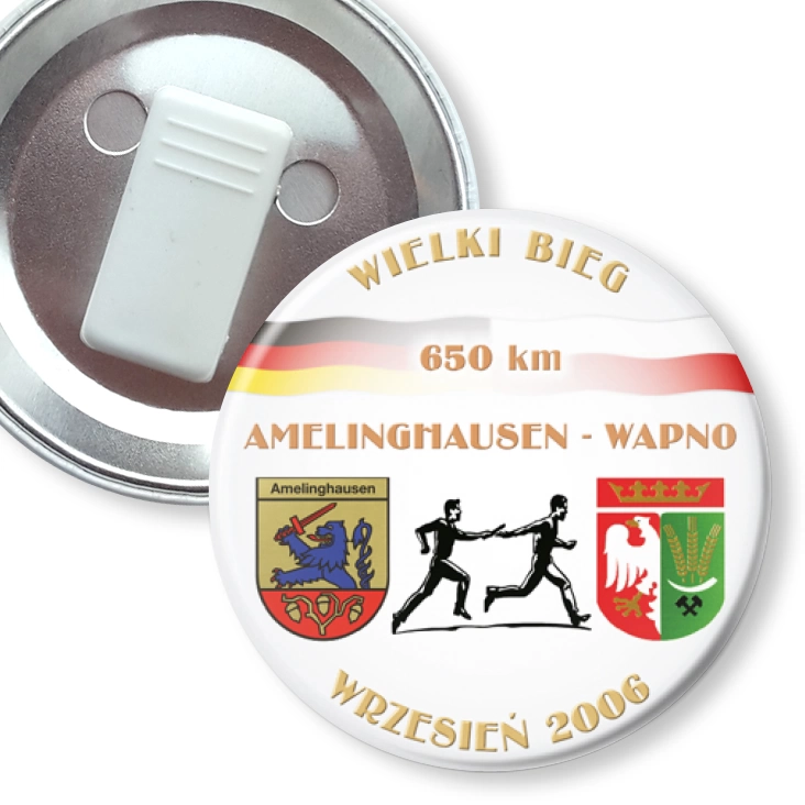 przypinka z żabką Wielki Bieg AMELINGHAUSEN - WAPNO