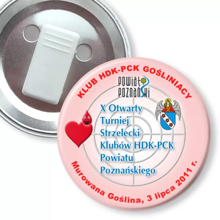 przypinka z żabką X Turniej Strzelecki HDK-PCK Powiatu Poznańskiego