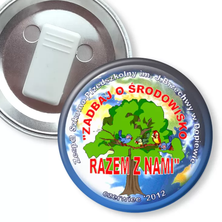 przypinka z żabką Zadbaj o środowisko razem z nami