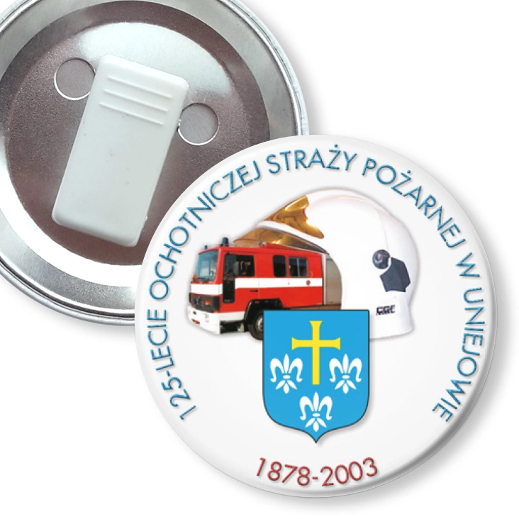 przypinka z żabką 125-lecie OSP w Uniejowie