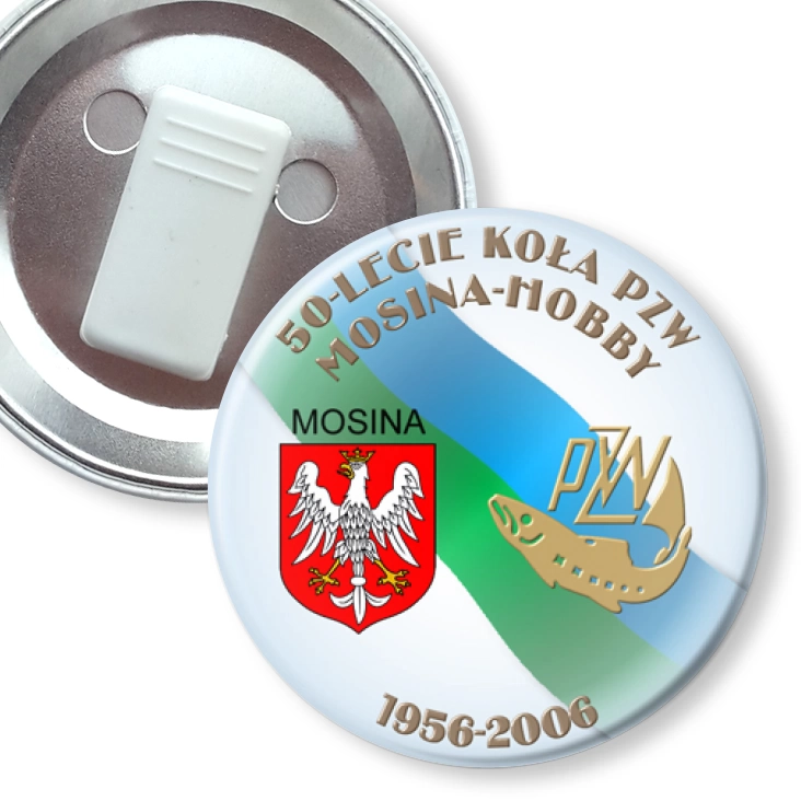 przypinka z żabką 50-lecie Kooła PZW Mosina - Horby
