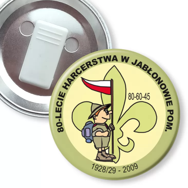 przypinka z żabką 80-lecie Harcerstwa w Jabłonowie Pom.