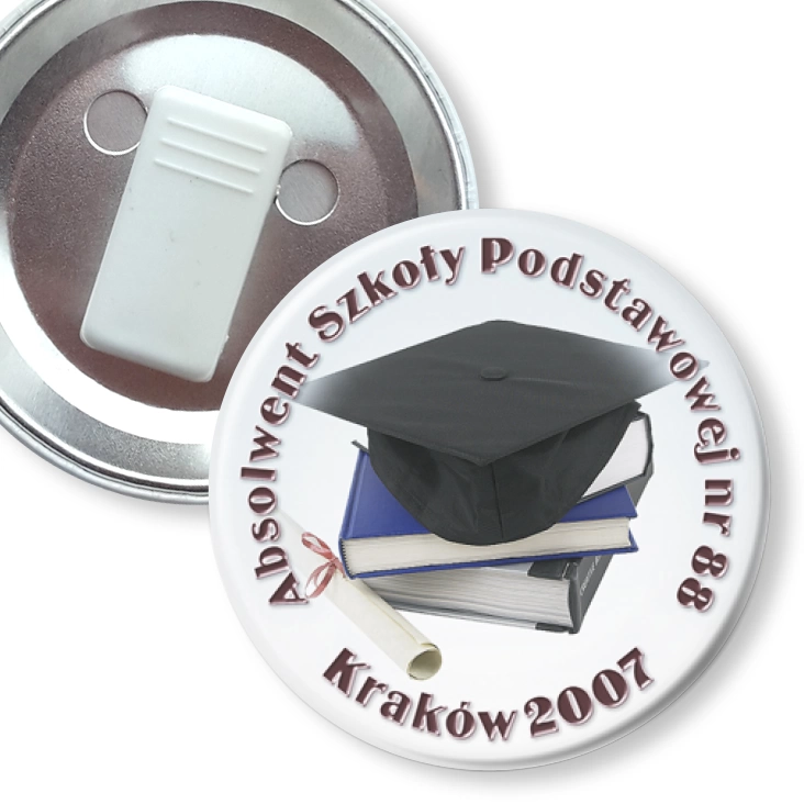 przypinka z żabką Absolwent SP nr 88 Kraków 2007