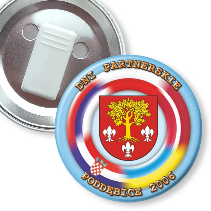 przypinka z żabką Dni partnerskie - Poddębice 2006