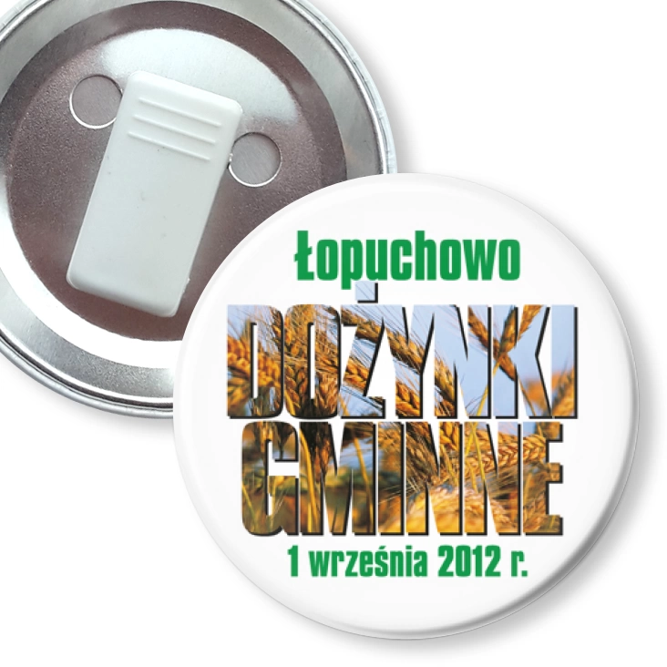 przypinka z żabką Dożynki 2012 Łopuchowo