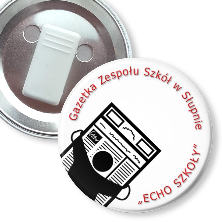 przypinka z żabką Echo Szkoły - ZS w Słupnie A