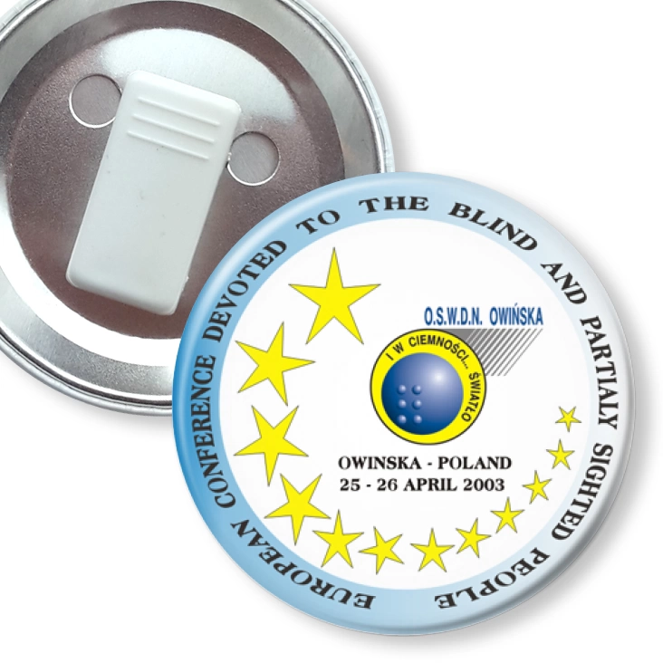 przypinka z żabką European Conference Devoted To The Blind And Partialy Sighted People