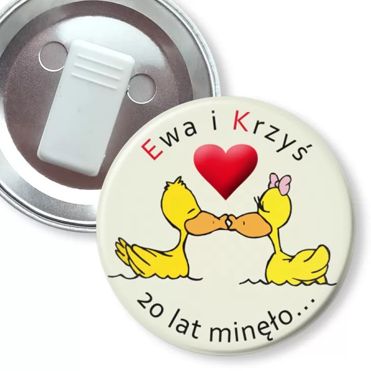 przypinka z żabką Ewa i Krzyś