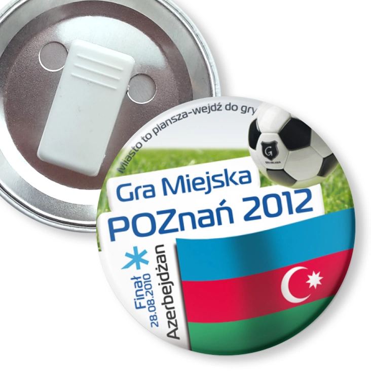 przypinka z żabką Gra Miejska - Poznań 2012 - Azerbejdżan