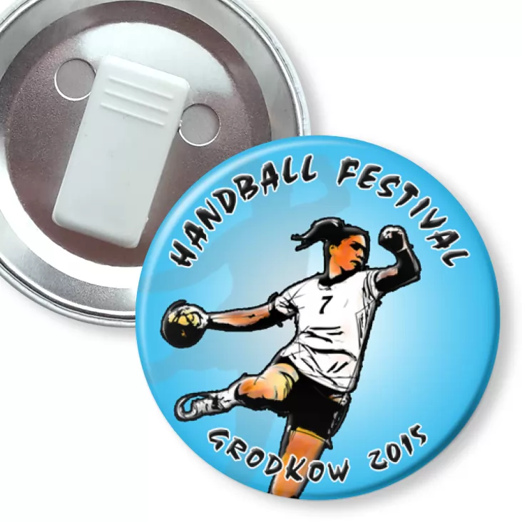 przypinka z żabką Handball Festival 2015