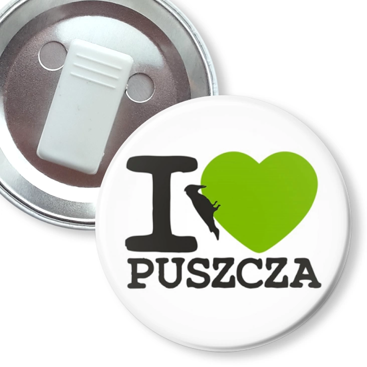 przypinka z żabką I love Puszcza