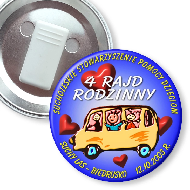 przypinka z żabką IV Rajd Rodzinny Suchy Las - Biedrusko